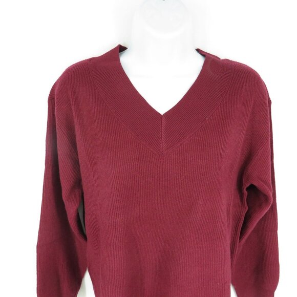 Nine West Women's Fig V-Neck Sweater XL Ribbed Knit Pullover Long Sleeve NWT $49 - Picture 5 of 6
